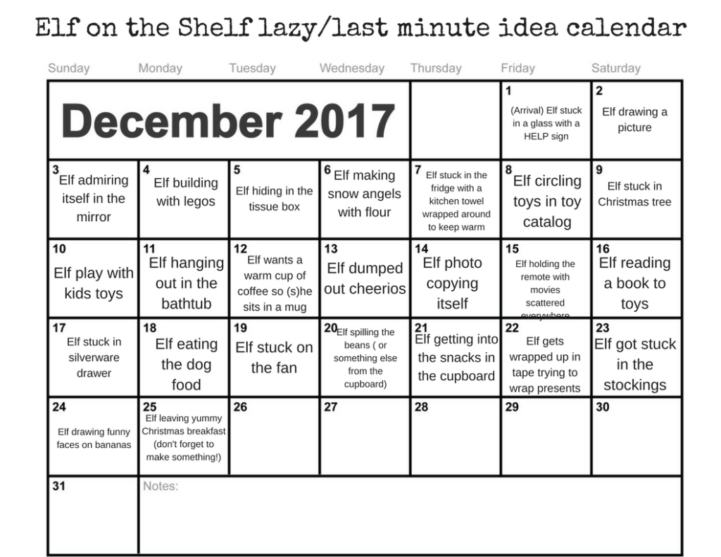 The Lazy Moms Guide to Elf on the Shelf (Free Printable Calendar!)