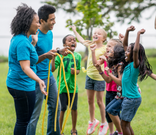 kids playing at camp