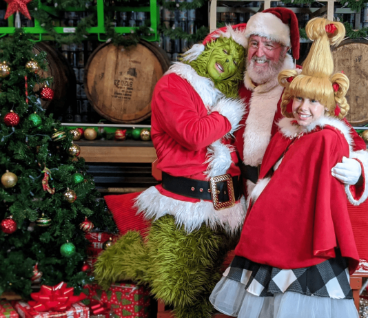 santa grinch and Cindy Lou