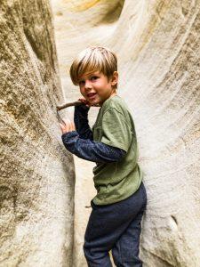 Adventure with kids in a canyon