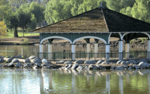 lakeside and gazebo