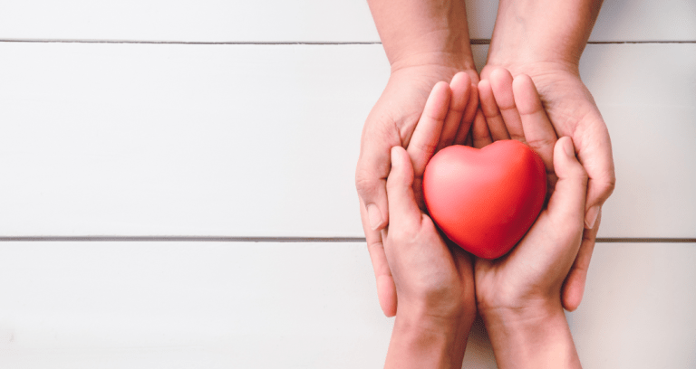 two hands holding heart