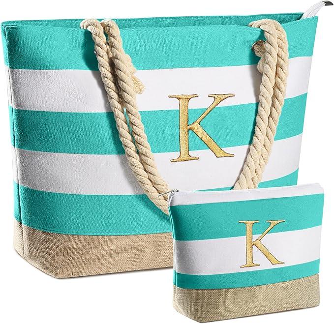 Monogrammed Canvas Beach Tote