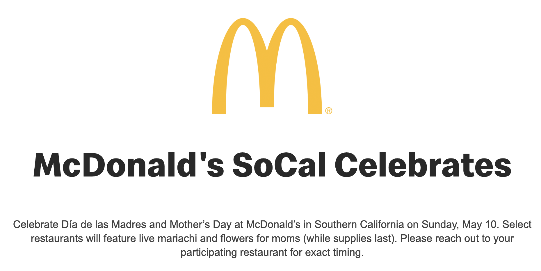 McDonald’s Día de las Madres and Mother’s Day Celebration